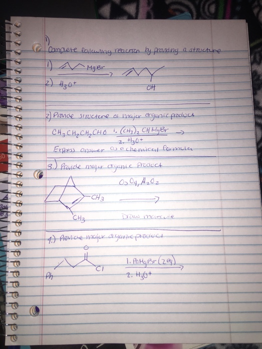 Solved Complete following reaction by providing a structure | Chegg.com