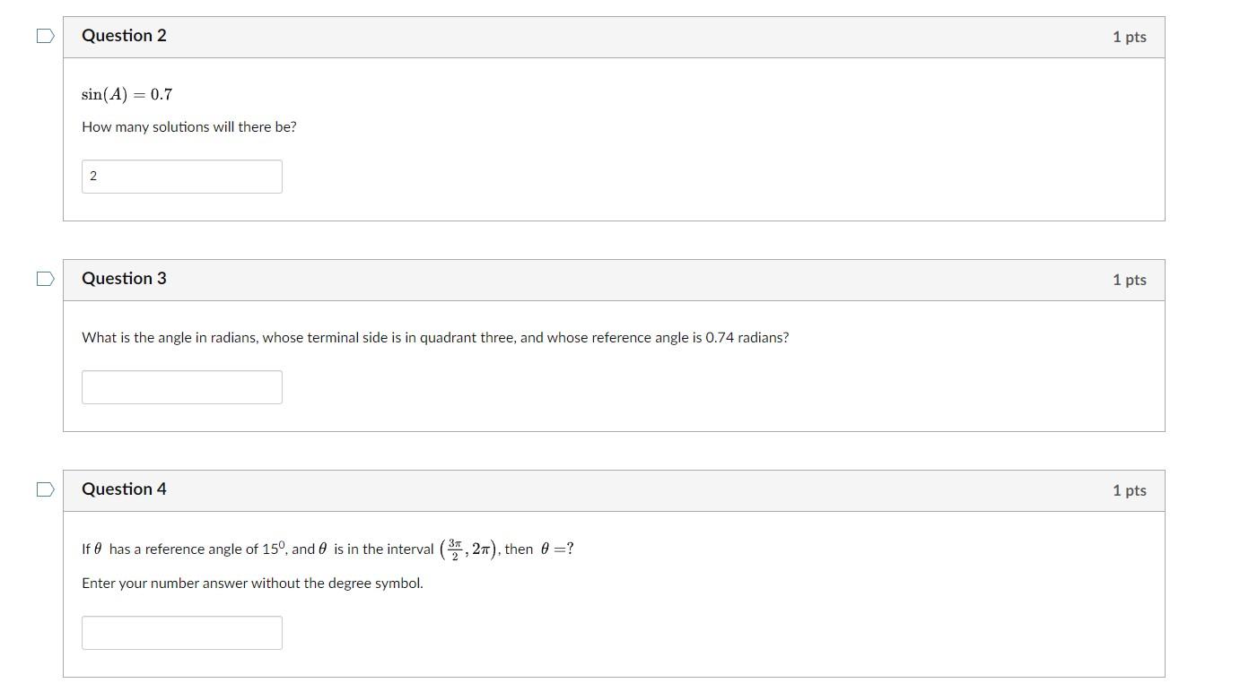 Solved sin(A)=0.7 How many solutions will there be? Question | Chegg.com