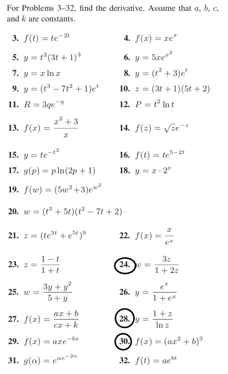 Solved For Problems 3 32 Find The Derivative Assume Tha Chegg Com