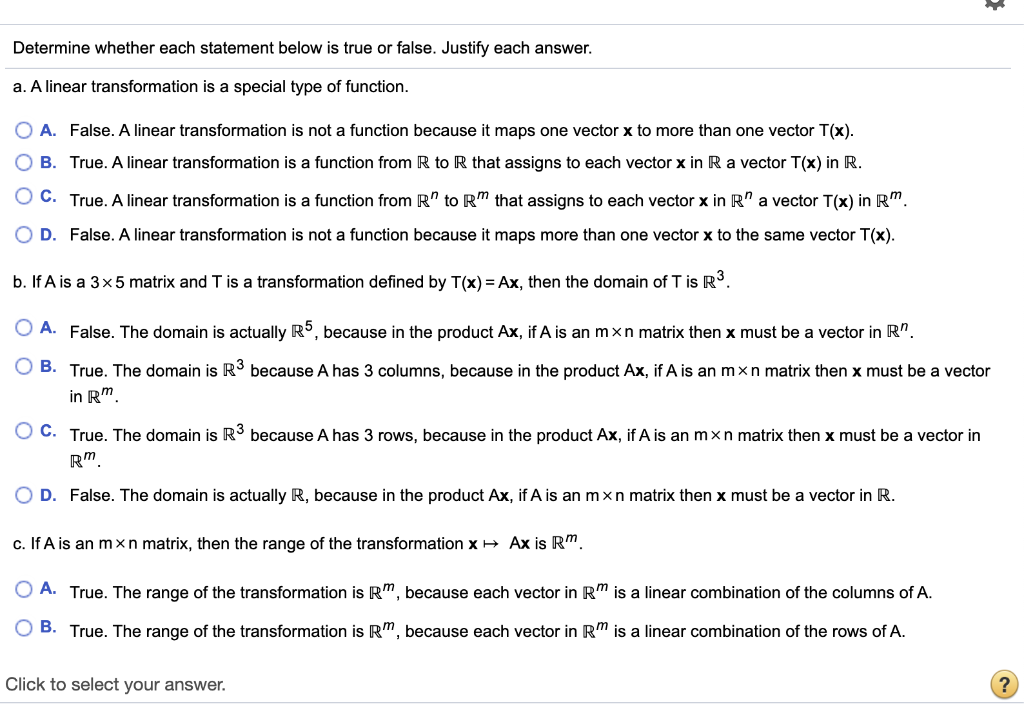 linear algebra - Mark the statements below that must be true - Mathematics  Stack Exchange