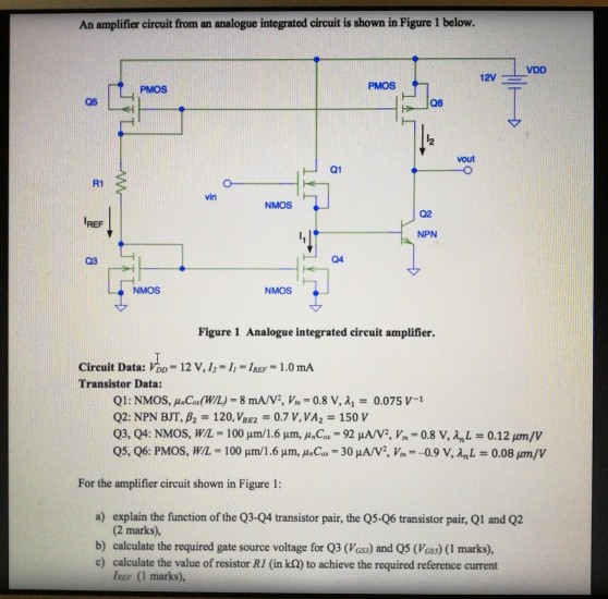 Solved An Amplifier Circuit From An Analogue Integrated | Chegg.com