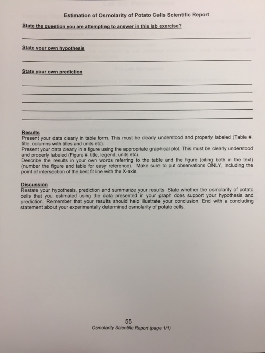 Solved Exercise 2. Estimating the Osmolarity of Potato cells