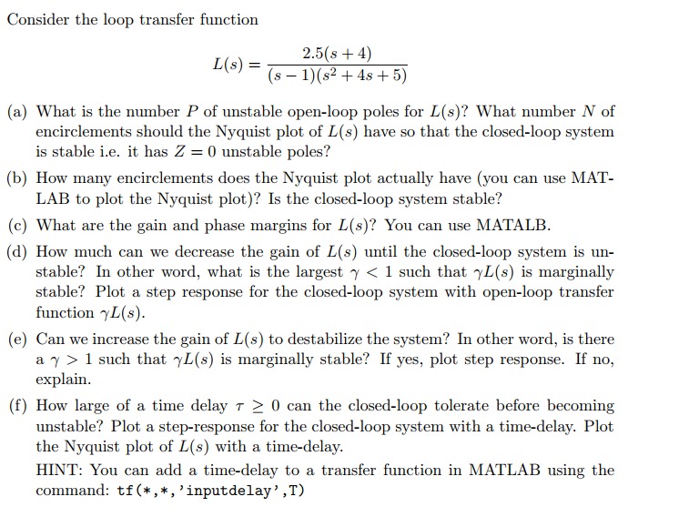 Solved Consider the loop transfer | Chegg.com