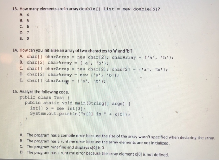 Solved 13. How many elements are in array double list new