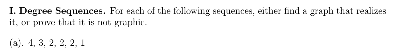 Solved I. Degree Sequences. For each of the following | Chegg.com