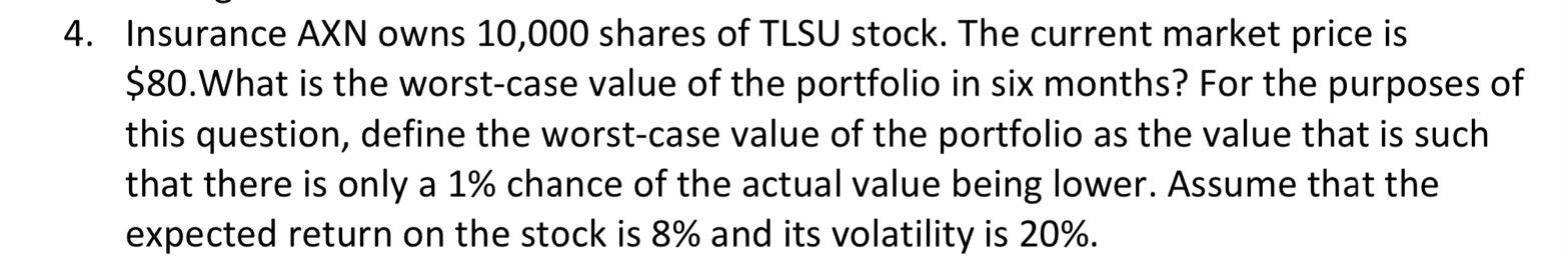 Solved 4. Insurance AXN owns 10,000 shares of TLSU stock. | Chegg.com