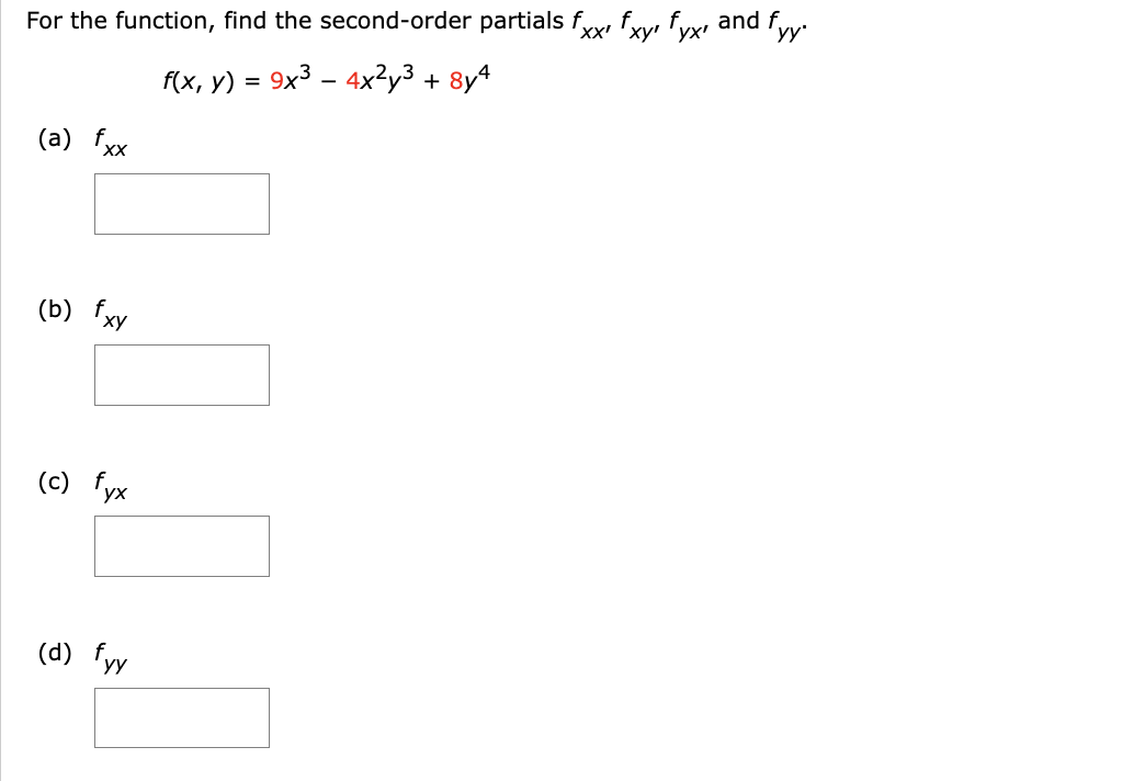 Solved For The Function Find The Second Order Partials