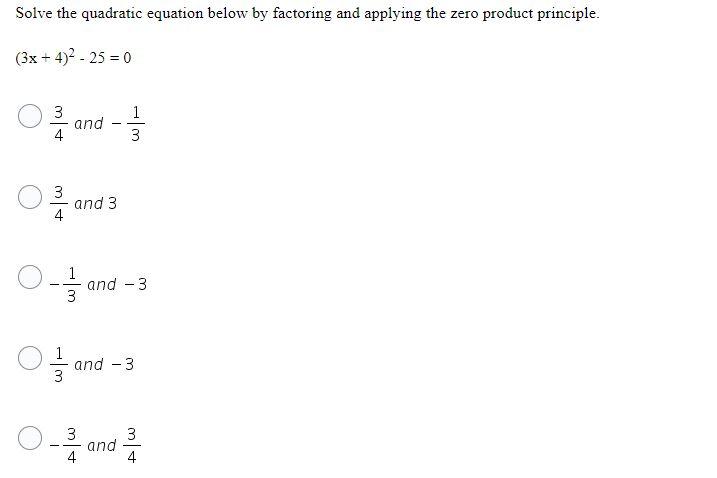 Solved Solve the quadratic equation below by factoring and | Chegg.com