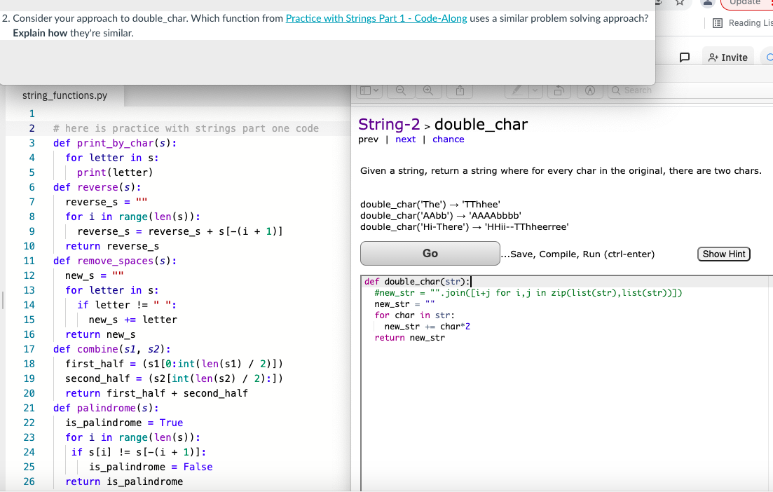 Solved Consider your approach to double_char. Which | Chegg.com