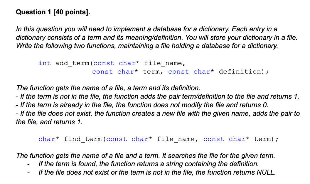 Solved Question 1 [40 points). In this question you will | Chegg.com