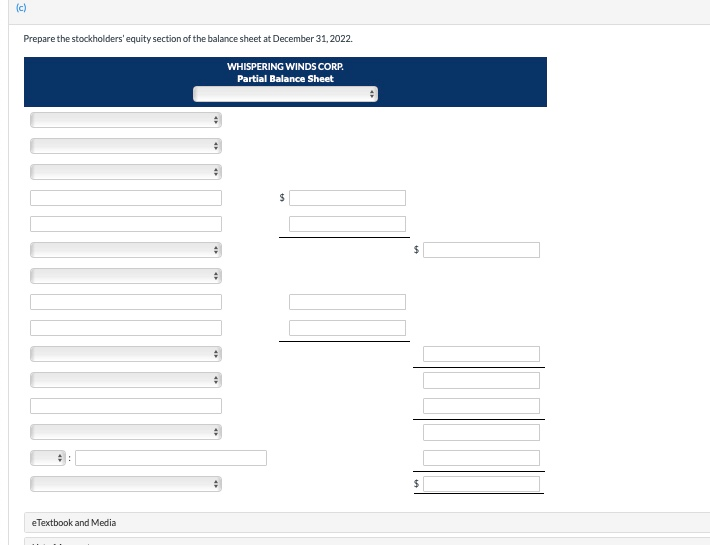 Solved: Prepare The Stockholders' Equity Section Of The Ba ...