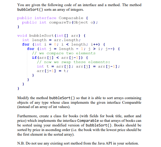 Solved You are given the following code of an interface and | Chegg.com