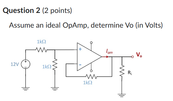 Solved Assume an ideal OpAmp, determine Vo (in Volts) | Chegg.com