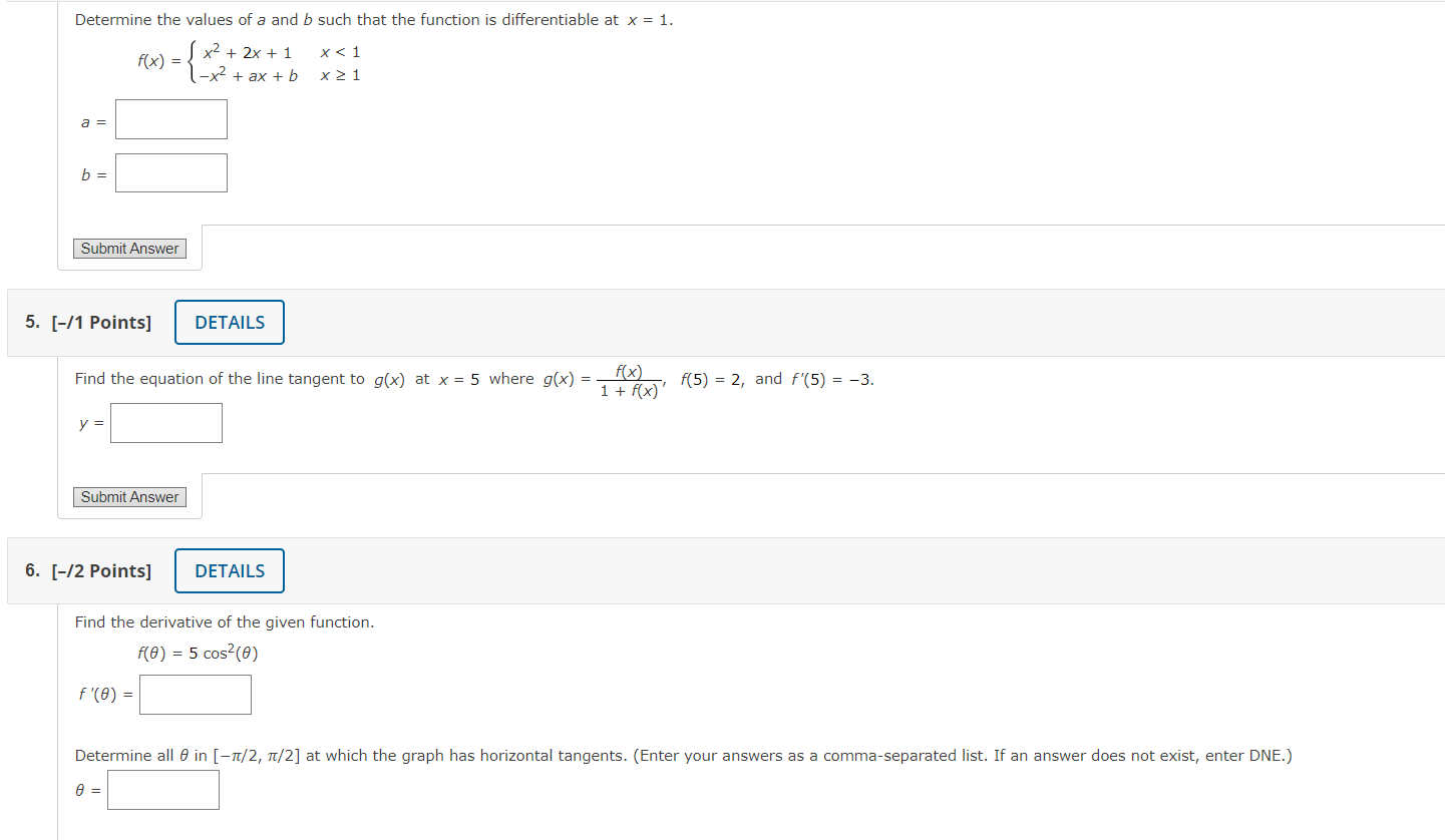 Solved Determine The Values Of A And B Such That The | Chegg.com