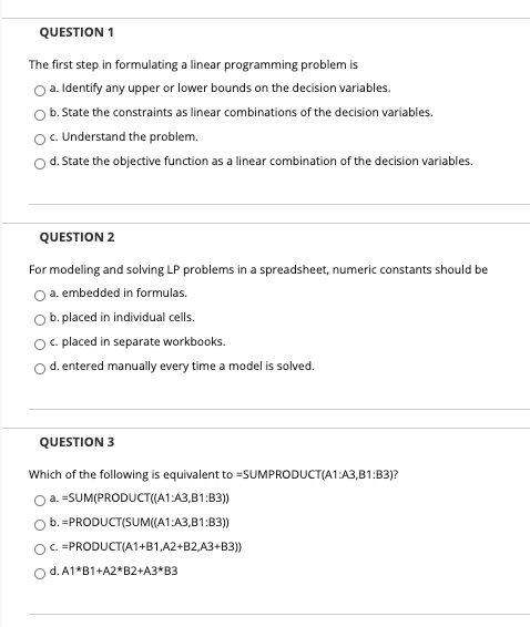 Solved QUESTION 1 The first step in formulating a linear | Chegg.com