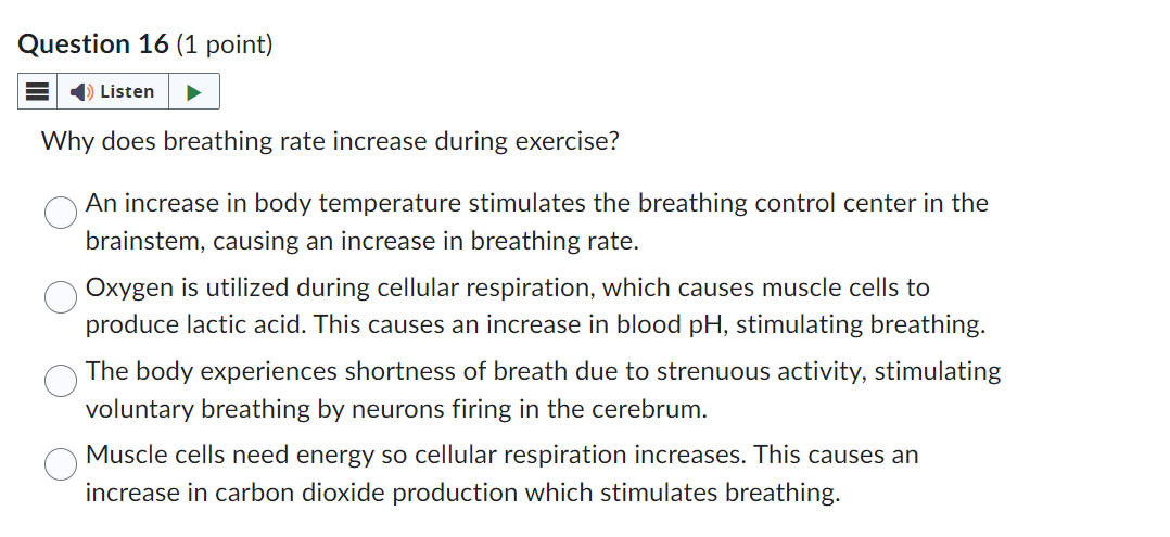 Solved Why does breathing rate increase during exercise? An | Chegg.com