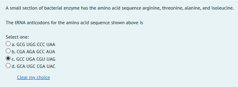 Solved A small section of bacterial enzyme has the amino | Chegg.com