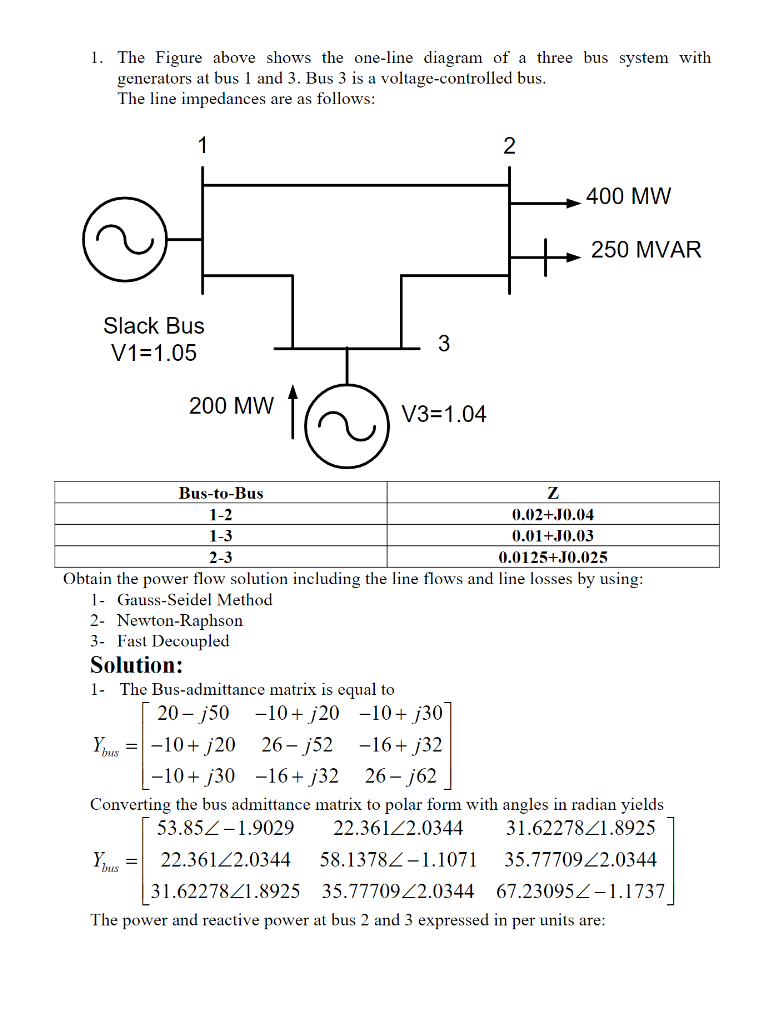 Solved 1. The Figure above shows the one-line diagram of a | Chegg.com