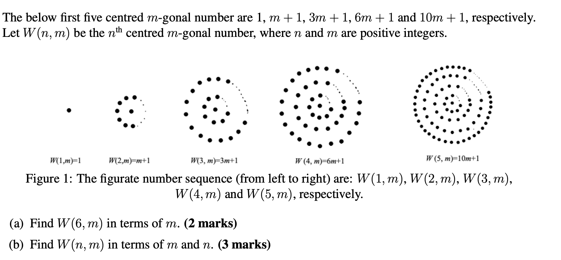 Solved The below first five centred m-gonal number are 1, m | Chegg.com