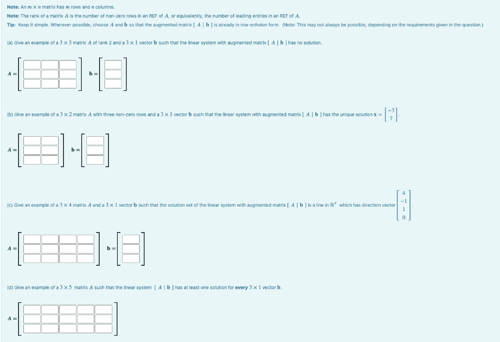 Solved Note: An m×n matrix has m rows and n columns. Note: | Chegg.com