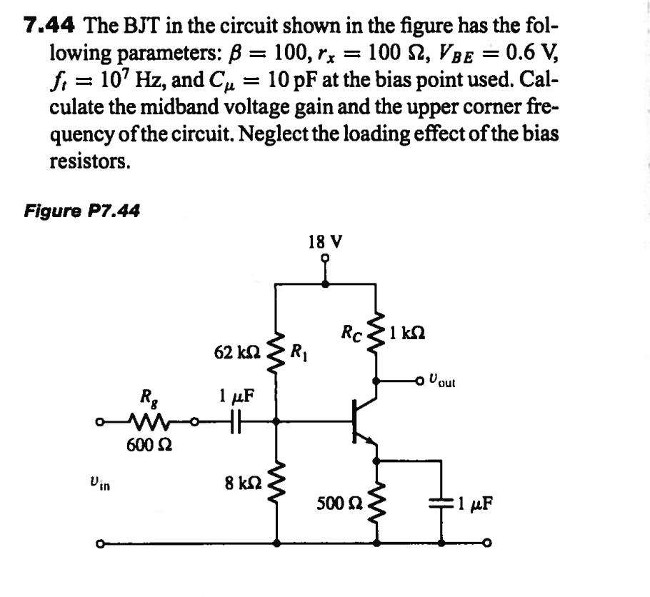 Solved Calculate the midband voltage gain and upper corner