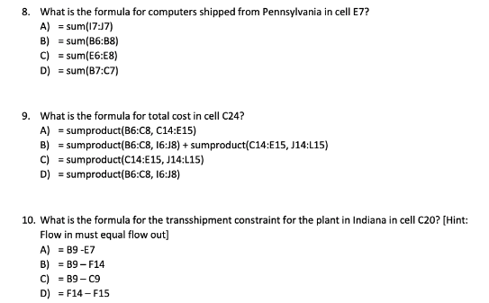 Solved 8. What is the formula for computers shipped from | Chegg.com