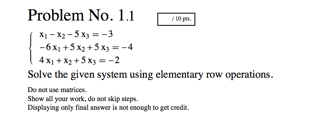 Solved 10 pts. Problem No. 1.1 X1 X2 5 x3 3 6X1