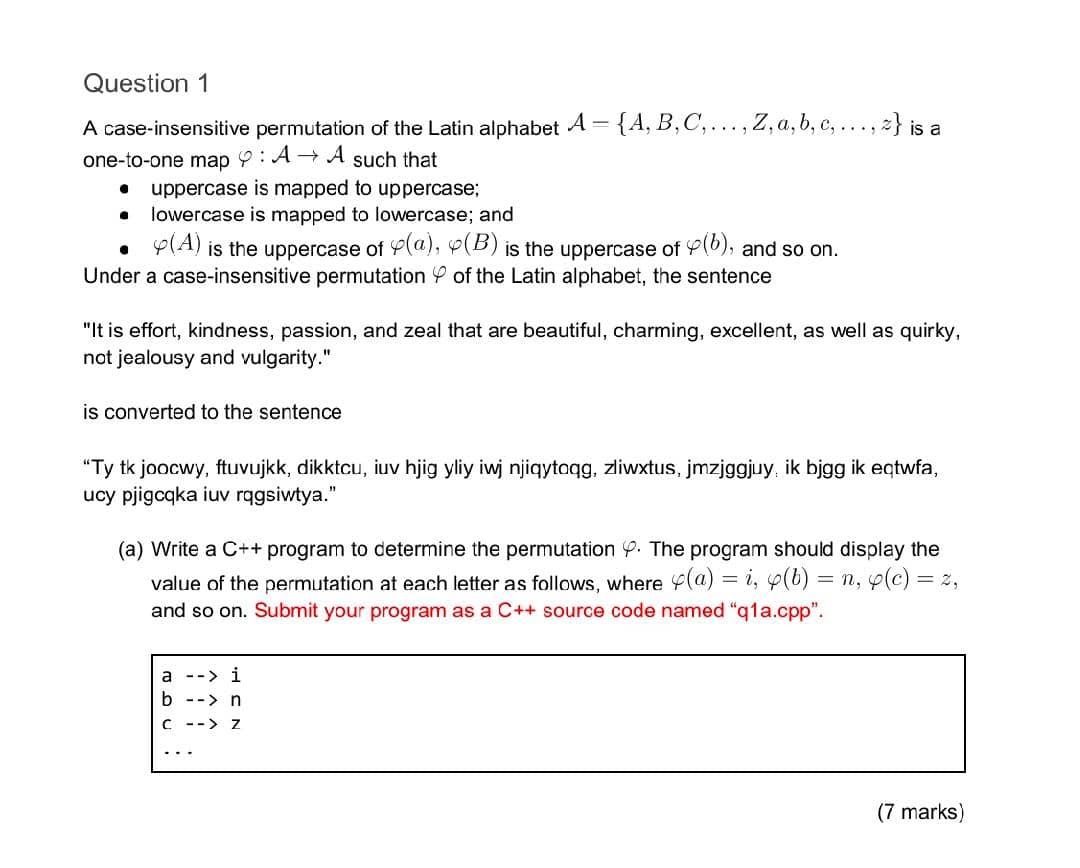 Solved Question 1 A Case Insensitive Permutation Of The L Chegg Com