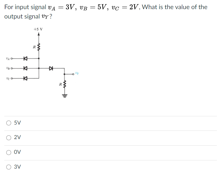 Solved For Input Signal Va = 3V, VB = 5V, Vc = 2V, What Is | Chegg.com