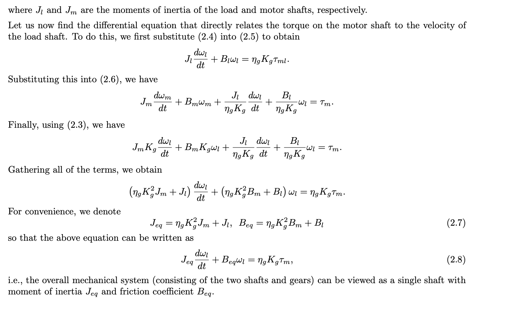 Solved: 2.1 Modeling Via First Principles The Rotary Servo 