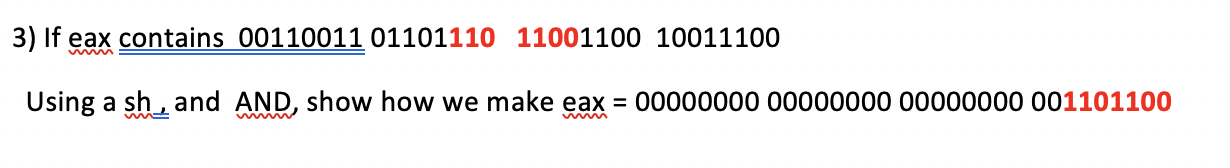 Solved 3) If eax contains 00110011 01101110 11001100 | Chegg.com