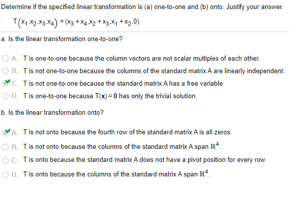 Solved Determine if the specified linear transformation is | Chegg.com