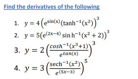 Solved Find The Derivatives Of The | Chegg.com