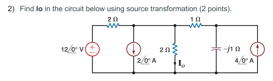 Solved 2) Find Io in the circuit below using source | Chegg.com