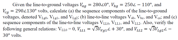 Solved Given the line-to-ground voltages Vag = 28020°, Vbg = | Chegg.com