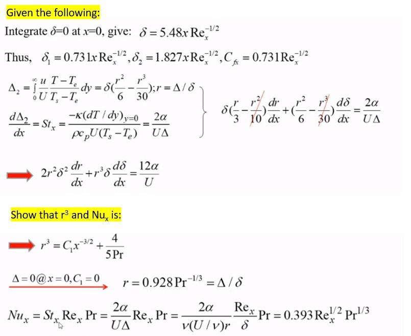 Solved Integrate δ=0 at x=0, give: δ=5.48xRex−1/2 Thus, | Chegg.com