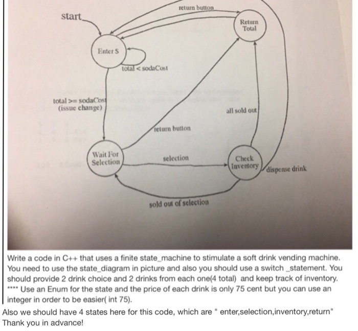 Solved Write a code in C++ that uses a finite state_ | Chegg.com