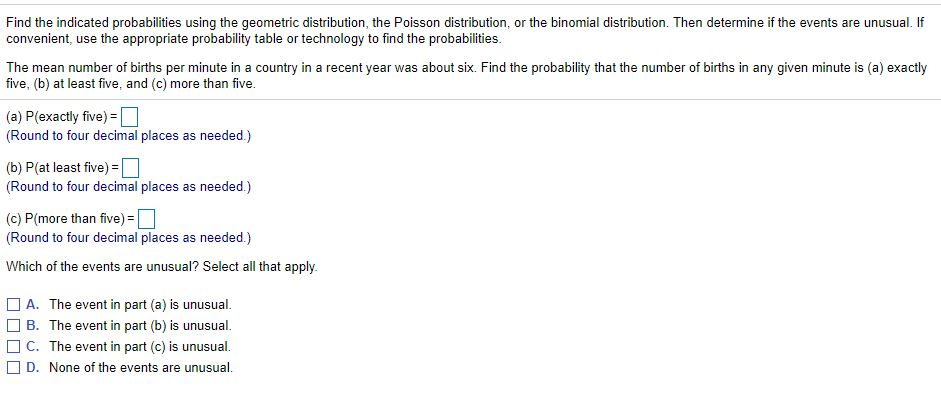 Solved Find The Indicated Probabilities Using The Geometric | Chegg.com