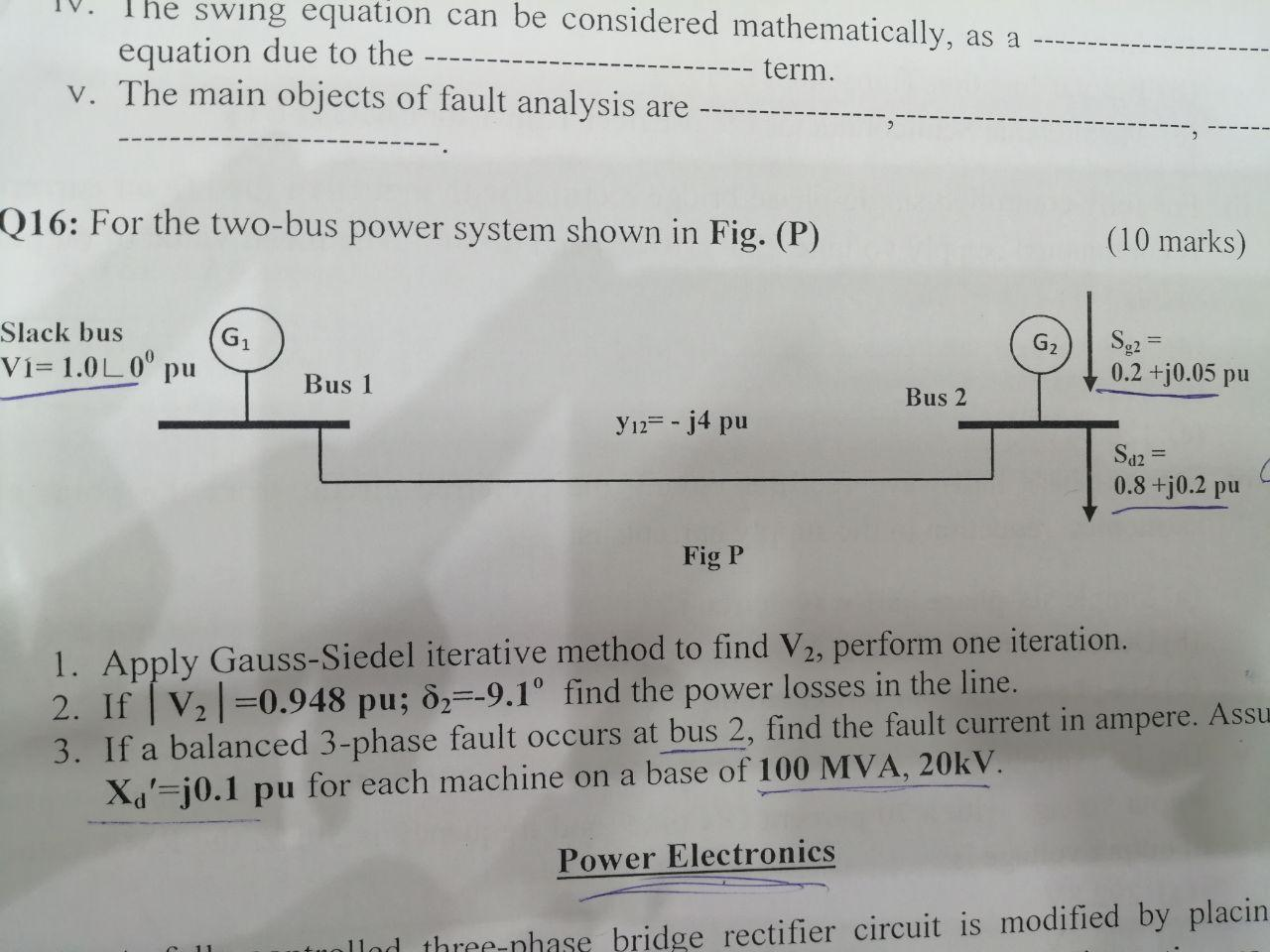 Solved The swing equation can be considered mathematically, | Chegg.com
