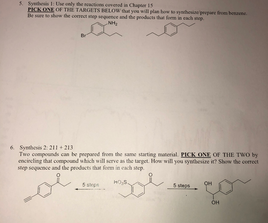Solved Synthesis 1: Use only the reactions covered in | Chegg.com