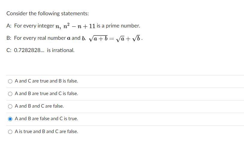 Solved Consider The Following Statements: A: For Every | Chegg.com