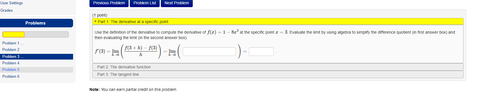 Solved Previous Problem Problem List Next Problem User | Chegg.com