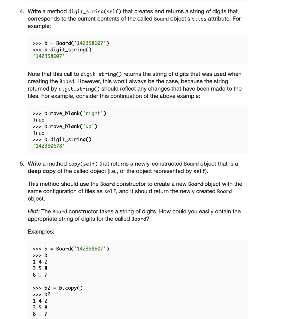 Solved Project Description Part I: A Board class for the | Chegg.com