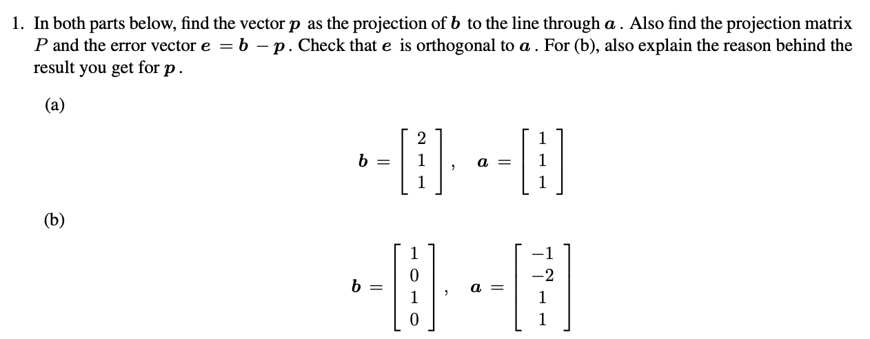 Solved In both parts below, find the vector p as the | Chegg.com