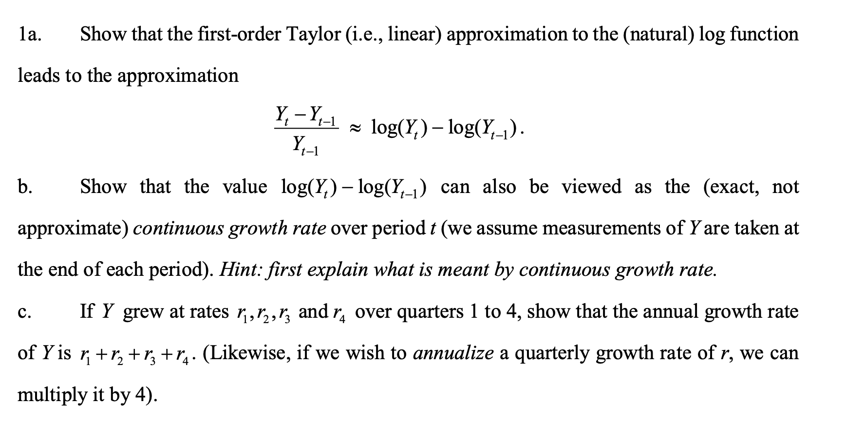 la. Show that the first-order Taylor (i.e., linear) | Chegg.com