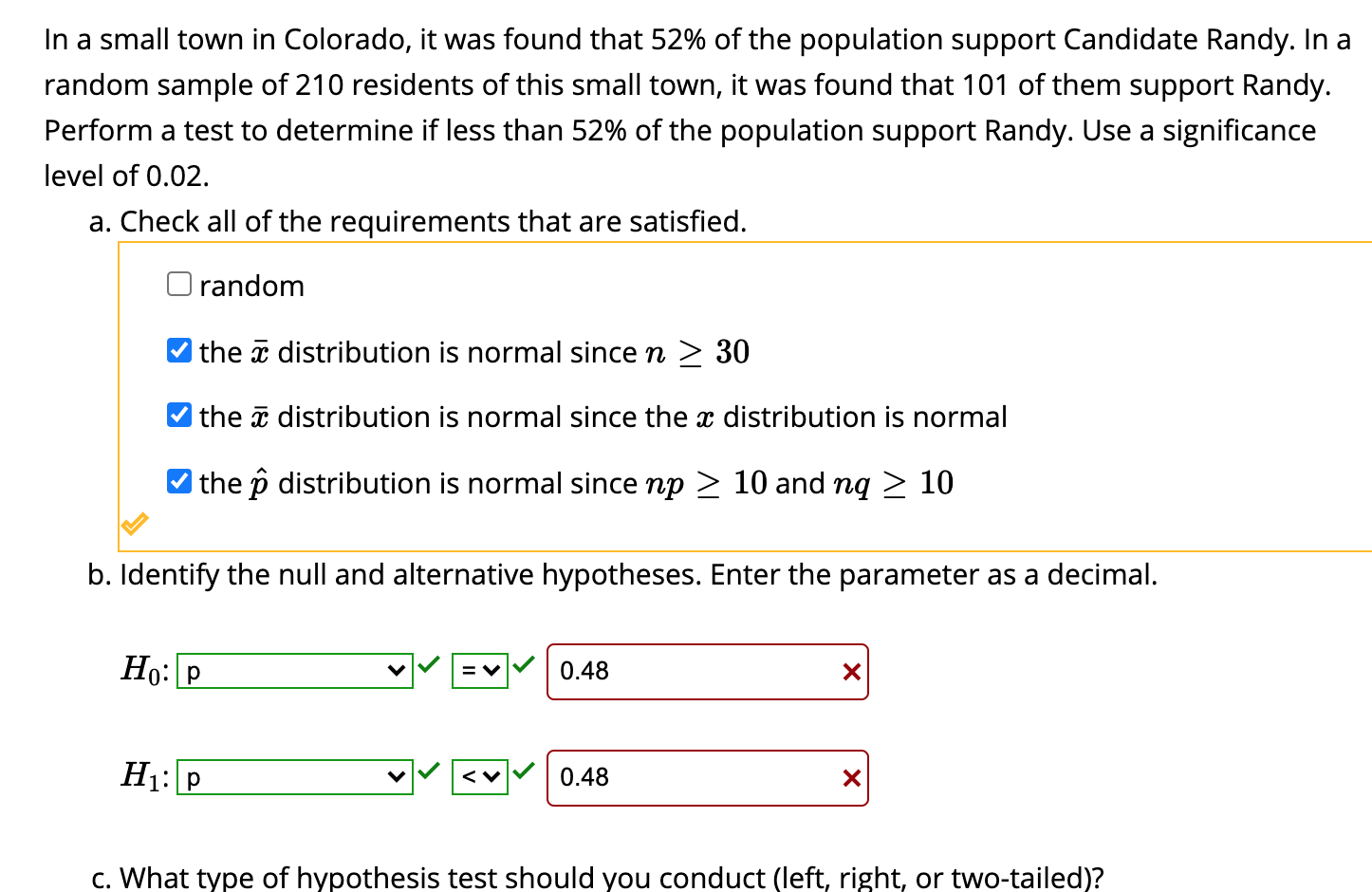 Solved d. Identify the appropriate significance level. | Chegg.com