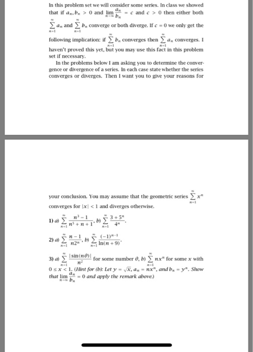 Solved In this problem set we will consider some series. In | Chegg.com