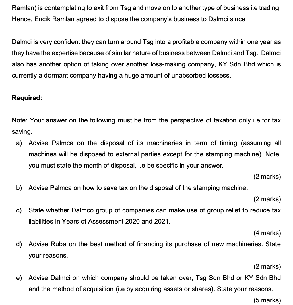 Solved QUESTION 2 CASE 2 Dalmo Bhd is an investment holding | Chegg.com