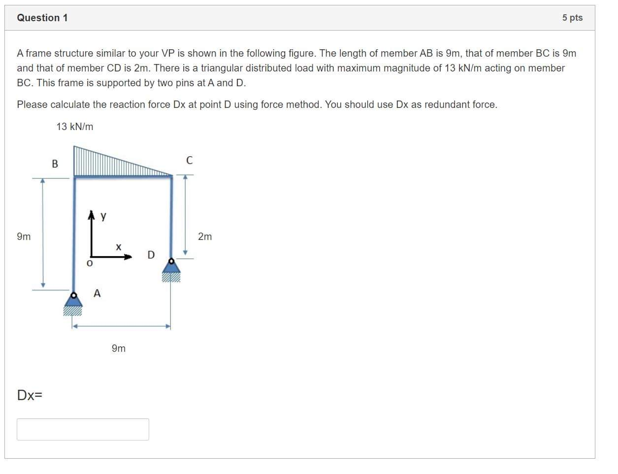 Solved Question 1 5 pts A frame structure similar to your VP | Chegg.com