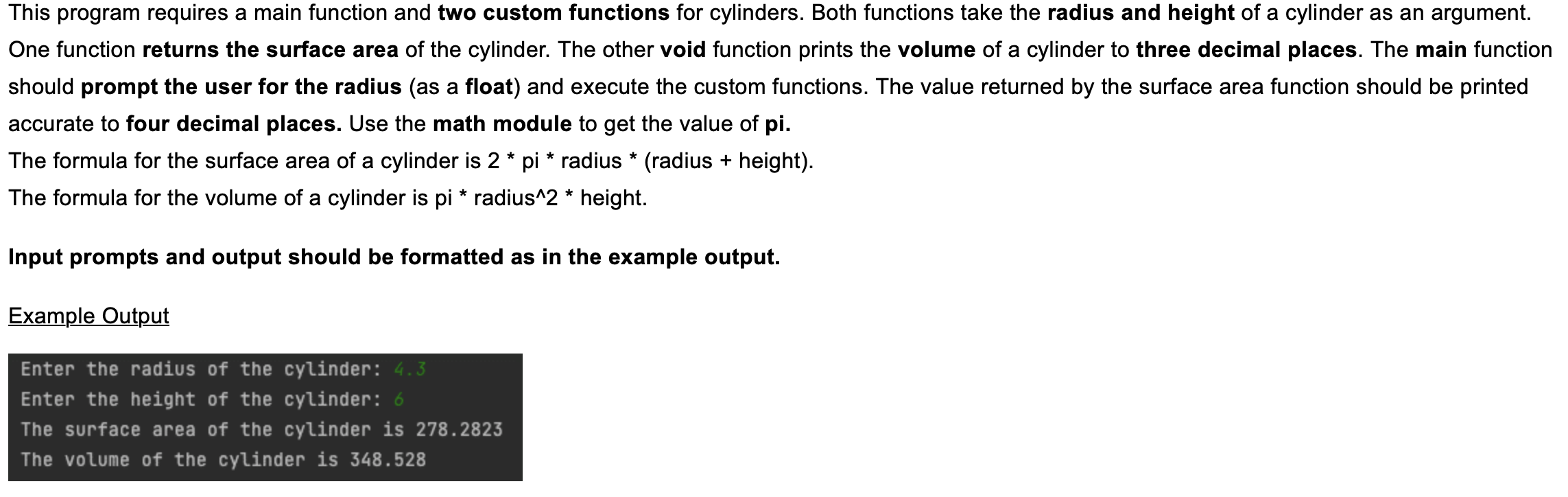 Solved This program requires a main function and two custom | Chegg.com